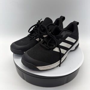 Adidas Men's Black Athletic Shoes with White Stripes